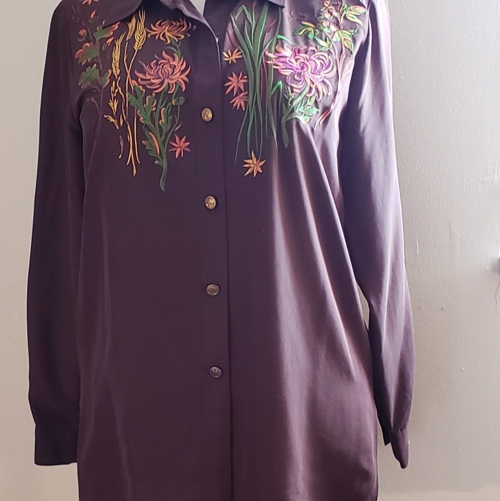 Bob Mackie Brown Floral Embroidered Wearable Art